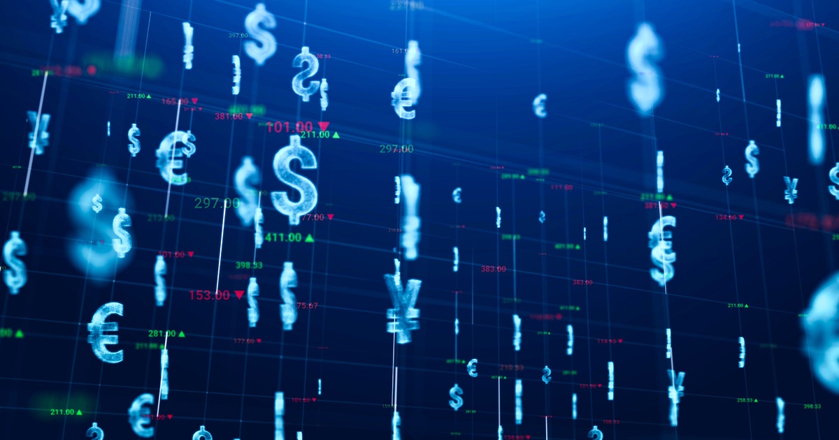 Digital Futuristic abstract background of Money currency in cyberspace 