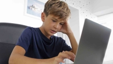 Person working on a laptop