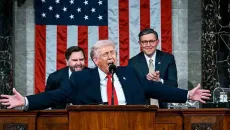 Trump speaks during the State of the Union address Feb. 24, 2026