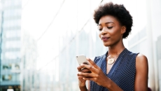 Person looking at information via a mobile app