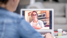 A telemedicine visit via tablet