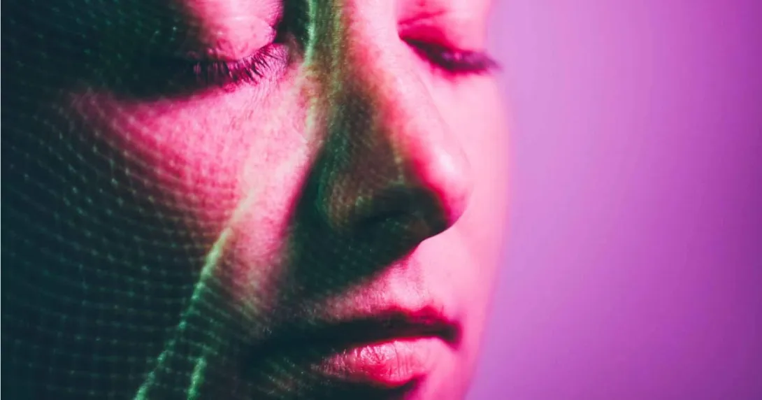 Person's face that looks digital