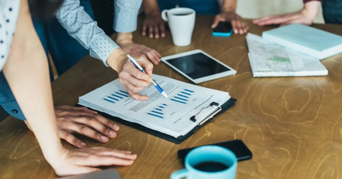 People reviewing financial data