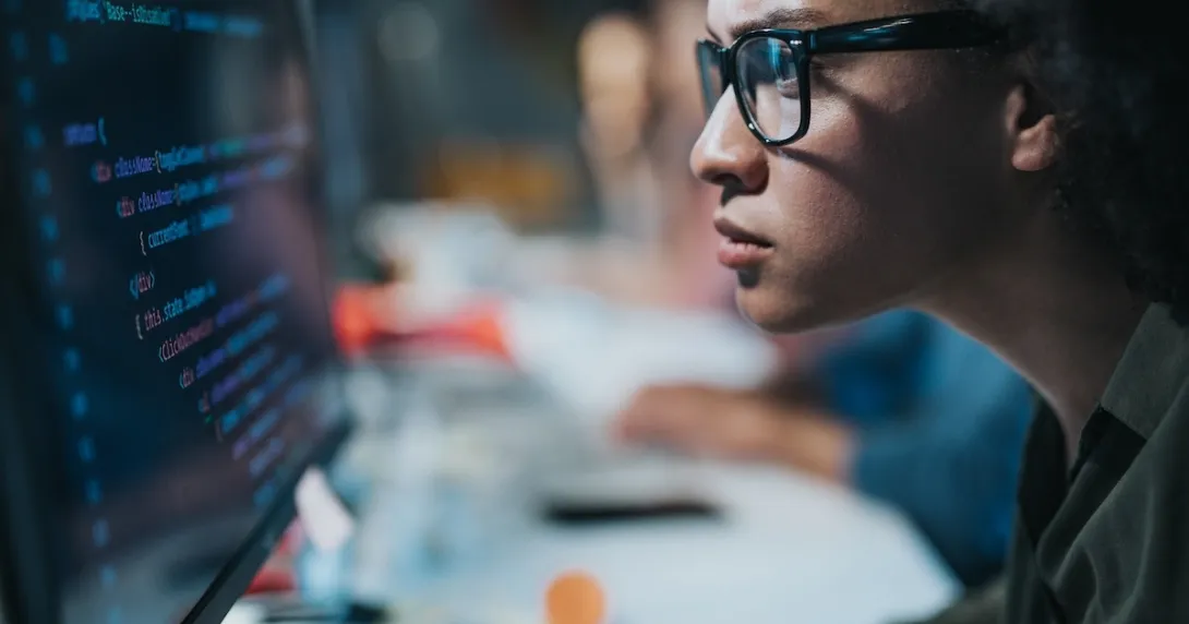 Person reviewing data on a PC