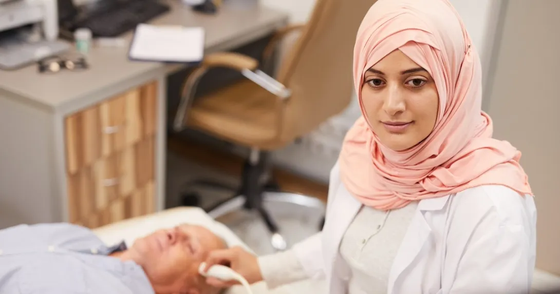 Technician performing ultrasound