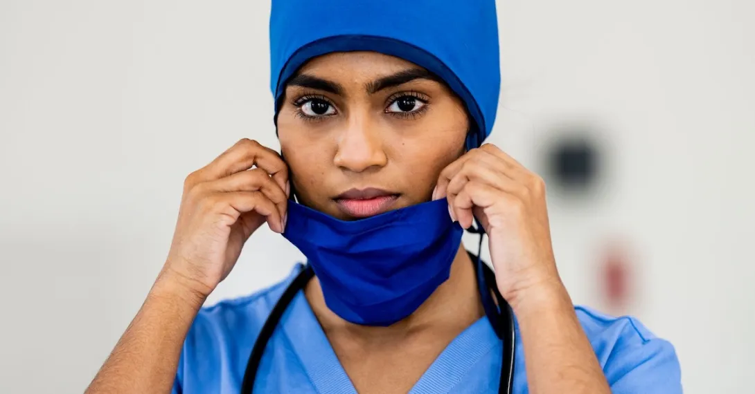 Healthcare provider in scrubs